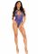 Тедді Leg Avenue Thong teddy with strappy back, One Size, синє, еластичне мереживо, низ — стрінги