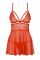 Бебі-дол Obsessive 838-BAB-3 babydoll & thong, L/XL, червоний, мереживний ліф, стрінги в комплекті