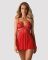 Бебі-дол Obsessive 838-BAB-3 babydoll & thong, 2XL/3XL, червоний, мереживний ліф, стрінги в комплекті