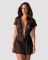 Пеньюар Obsessive Alluria peignoir & thong, L/XL, прозорий, з мереживом, пояс, трусики в комплекті