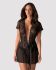 Пеньюар Obsessive Alluria peignoir & thong, L/XL, прозорий, з мереживом, пояс, трусики в комплекті