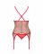Корсет Obsessive Jollymore corset, XS/S, у клітинку, з мереживом, пажі для панчіх, стрінги в комплекті