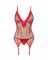 Корсет Obsessive Jollymore corset, XL/2XL, у клітинку, з мереживом, пажі для панчіх, стрінги в комплекті