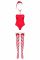 Тедді Obsessive Kissmas teddy, L/XL, червоне, без бретелей, чокер, панчохи та шапка з помпоном у наборі
