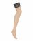 Панчохи Obsessive Nutris stockings, XL/2XL, тілесні, з чорним мереживом, під пояс