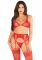 Комплект ліф, трусики, пояс із панчохами Leg Avenue One Size, Red
