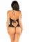 Боді з відкритою спиною та рюшами на стегнах Leg Avenue Lace Floral Lace Halter Teddy One Size, Black