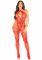 Бодістокінг з глибоким декольте Leg Avenue Seamless Net and Lace Lingerie Jumpsuit One Size, Red