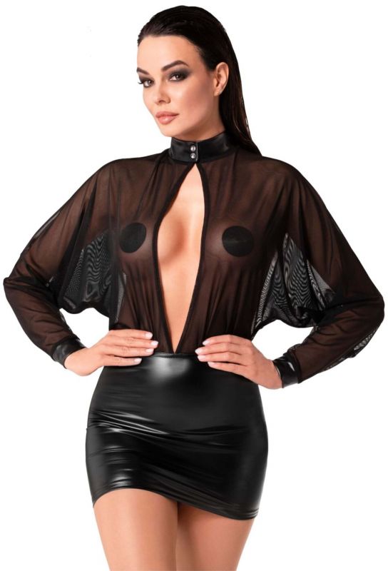 Сукня Noir Handmade F348 Powerwetlook and tulle dress - 4XL