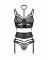 Комплект Obsessive Premisis Black 3-pcs crotchless set S/M
