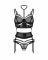 Комплект Obsessive Premisis Black 3-pcs crotchless set S/M