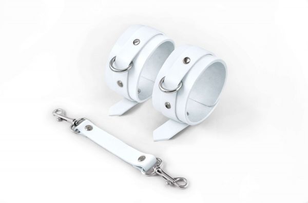 Поножі Feral Feelings - Ankle Restraints White, натуральна шкіра