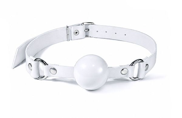 Кляп силіконовий Feral Feelings Silicon Ball Gag White/White, білий ремінець, біла кулька