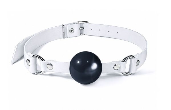 Кляп силіконовий Feral Feelings Silicon Ball Gag White/Black, білий ремінець, чорна кулька