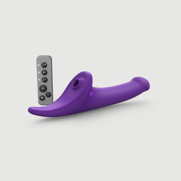 Вібронасадка для страпону з вакуумною стимуляцією Strap-On-Me Multi Orgasm Dildo L Purple