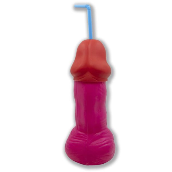 Коктейльна склянка-пеніс з кришкою та трубочкою Diverty Sex Fuchsia