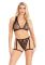 Комплект Leg Avenue Lace Bra Top and Panty with Garters One Size Black