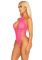 Мереживне тедді Leg Avenue Lace and net halter teddy One size Pink, глибокий виріз, халтер